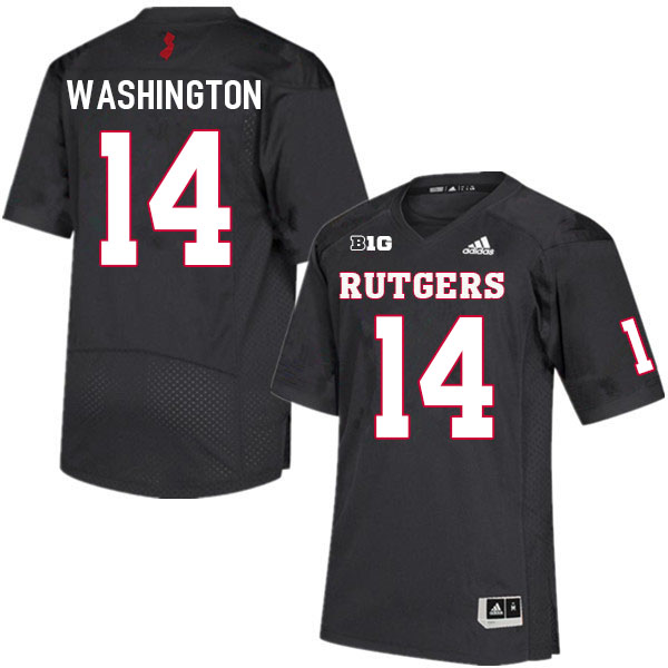 Men #14 Isaiah Washington Rutgers Scarlet Knights College Football Jerseys Sale-Black